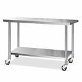 Cefito 304 Stainless Steel Commercial Kitchen Bench with Wheels — 60" (1524mm)