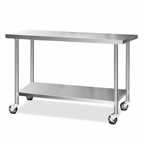 Cefito 304 Stainless Steel Commercial Kitchen Bench with Wheels — 60" (1524mm)