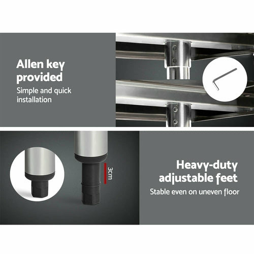 Cefito 304 Stainless Steel Commercial Kitchen Bench with Wheels — 60" (1524mm)