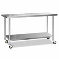 Cefito 304 Stainless Steel Commercial Kitchen Bench with Wheels — 72" (1829mm)