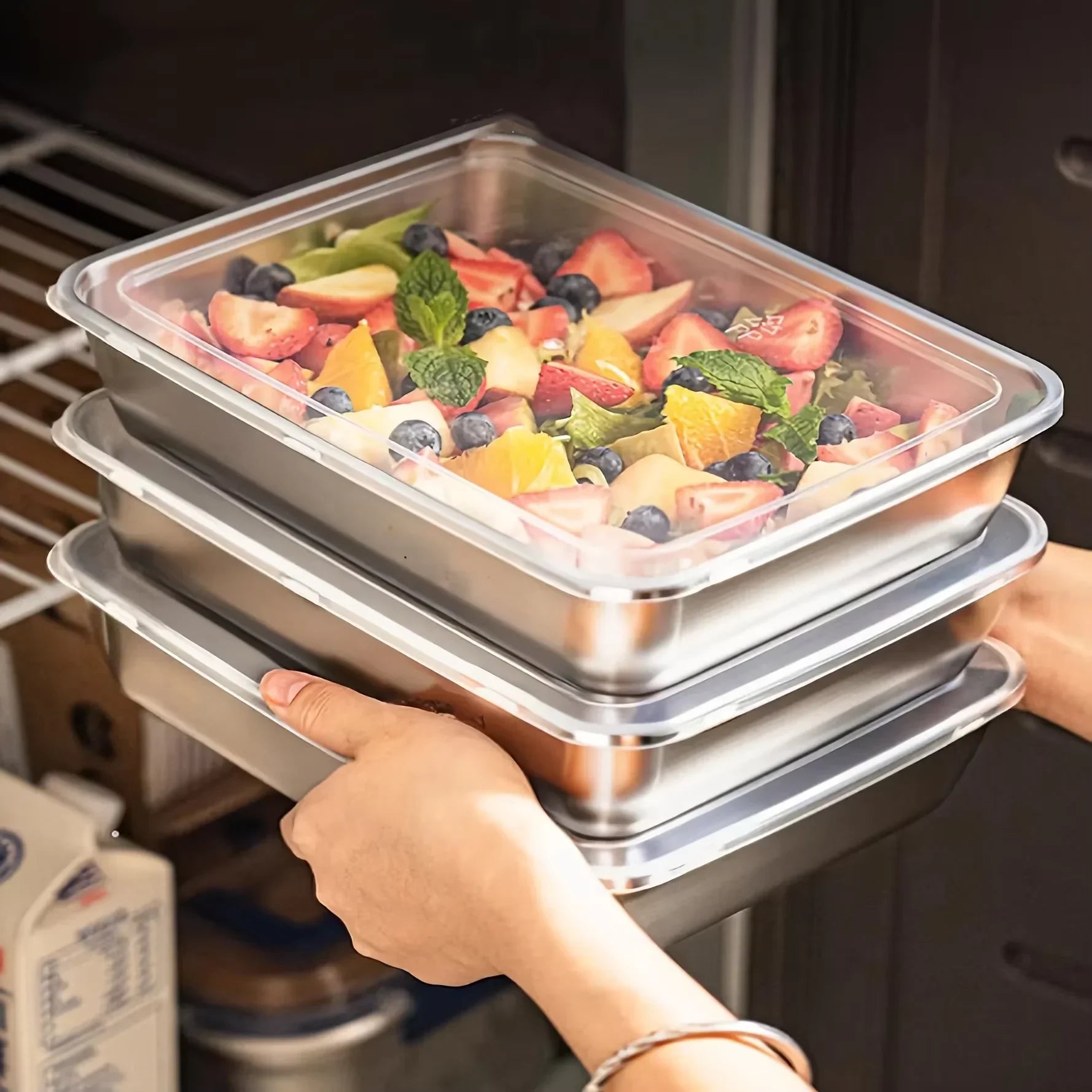 Stainless Steel Food Containers, 3-Pack — Leakproof & Stackable