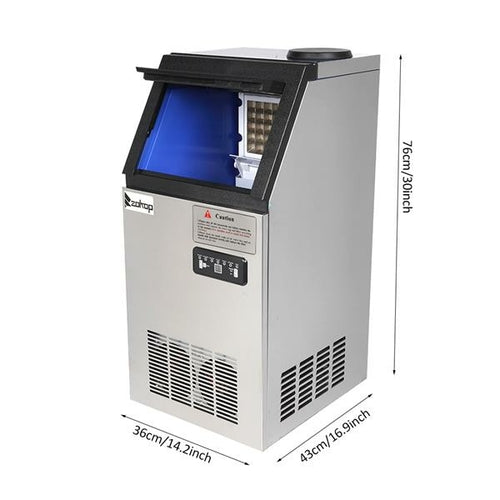Commercial Stainless Steel Ice Machine — 120V, Clear Cover