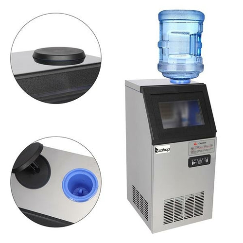 Commercial Stainless Steel Ice Machine — 120V, Clear Cover