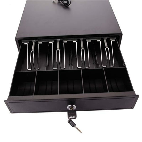 Commercial 4-Compartment Stainless Steel Cash Box with 3 Locks